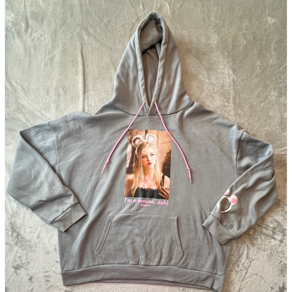 Mean Girls Graphic Hoodie Women XL Slate Grey I'm A Mouse Duh LH42408HO